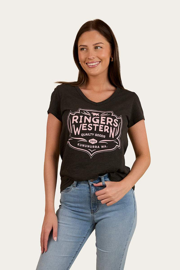 Ringers Western - Womens - Quality Goods V-Neck Tee - Charcoal