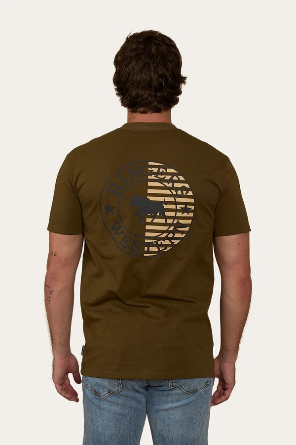 Ringers Western - Mens - Signature Bull StockFit Flag Tee-MilGree