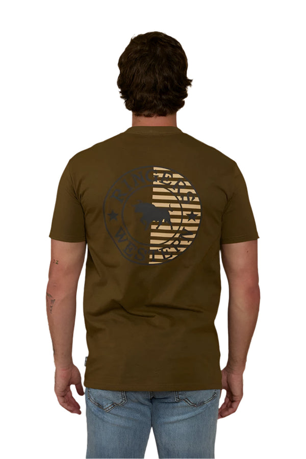 Ringers Western - Mens - Signature Bull StockFit Flag Tee-MilGree