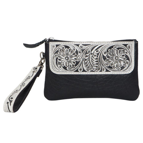 The Design Edge - TooledLeather Cairo Small Clutch - Black