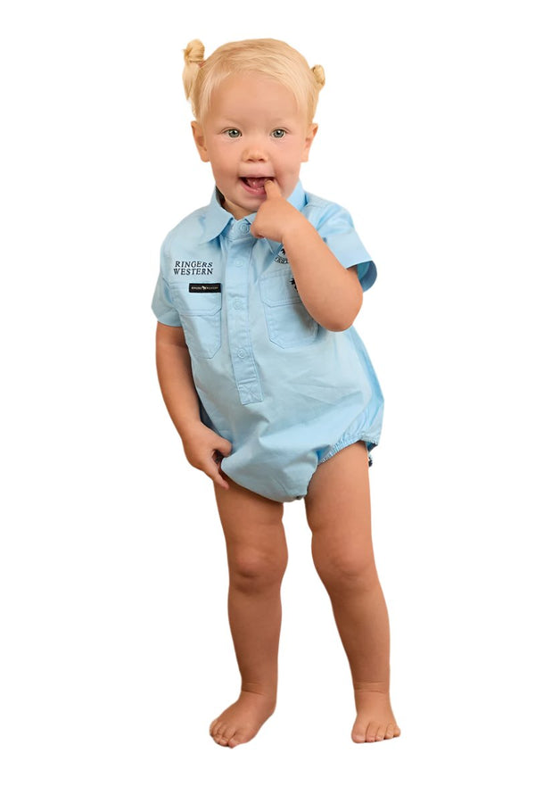 Ringers Western - Romper Babies Work Shirt ~ Sky Blue