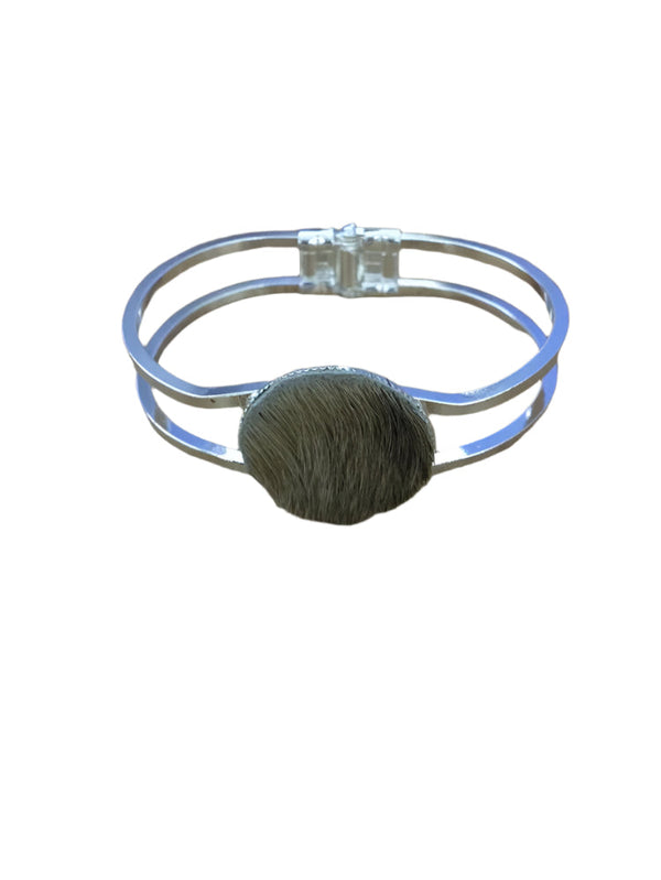 Paisley May - PMB Cowhide Bangle - Silver - Round