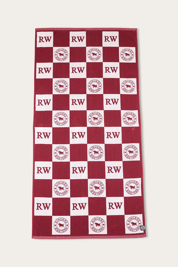 Ringers Western - Towel - RW - Check Cotton Jacquard -Burg