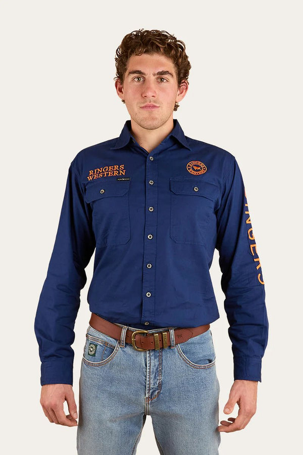 Ringers Western - Hawkeye Full Button Shirt - Navy/Orange