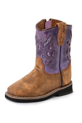 Pure Western - Toddler - High Top Boot (T) - Dash ~ Brown/Purple