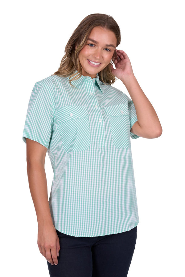 Hard Slog - Womens - Grace Half Placket S/S Shirt - Mint