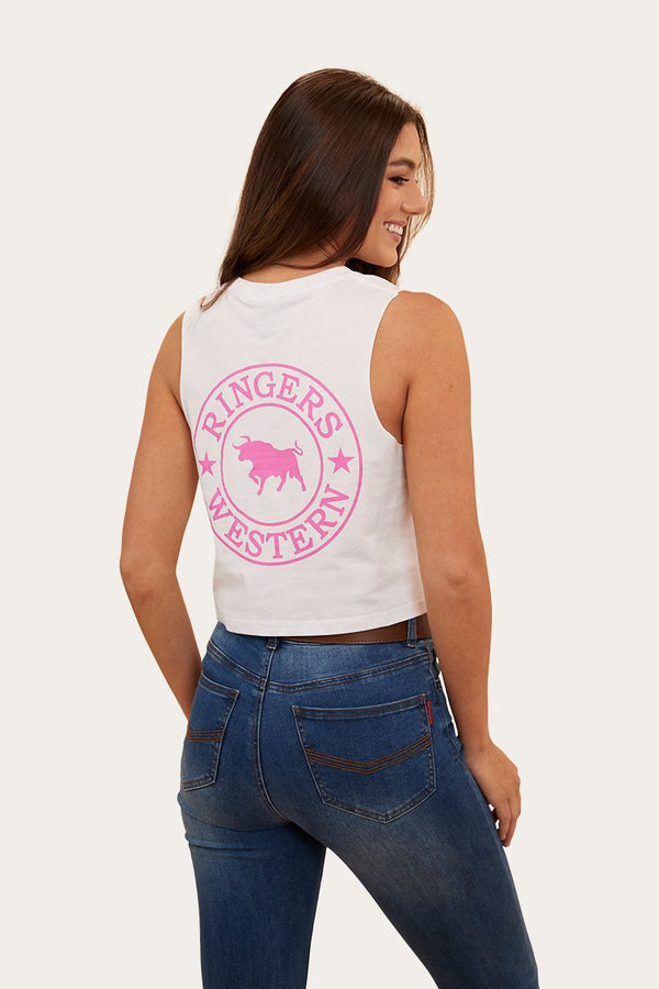 Ringers Western - Signature Bull M/Tank (Crop) -Whit/Candy