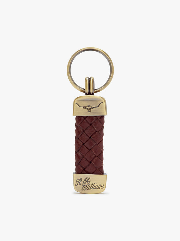 R.M.Williams - Plaited Keyring Kangaroo - Brown/Brass
