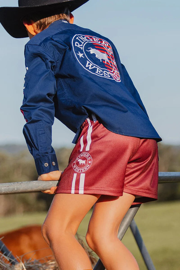 Ringers Western - Kids - Footy Short Ringers ~ Burgundy