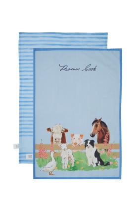 Thomas Cook - Tea Towels - Farm Animals - Light Blue