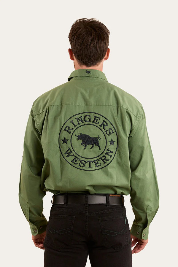 Ringers Western - Mens - Hawkeye Half Button Shirt - Cactus/Charc