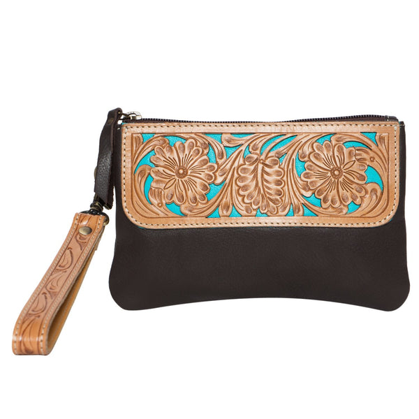 The Design Edge - TooledLeather CairoT Small Clutch -Brown