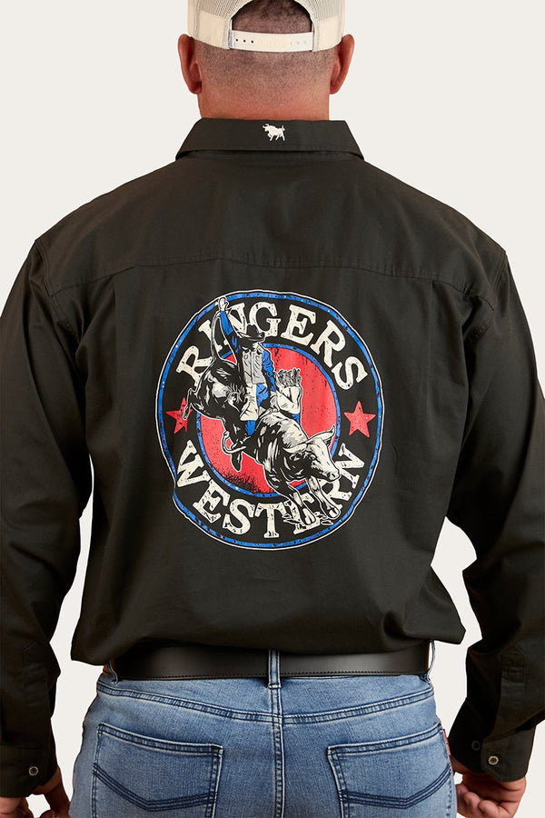 Ringers Western - Mens - 8 Seconds Half Button Shirt - Charcoal