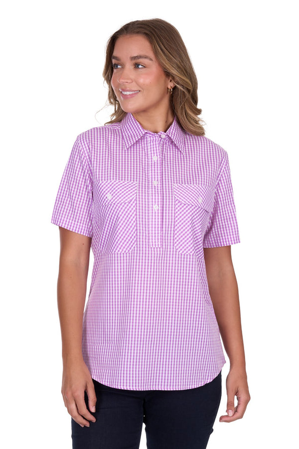 Hard Slog - Womens - Grace Half Placket S/S Shirt - Lavender