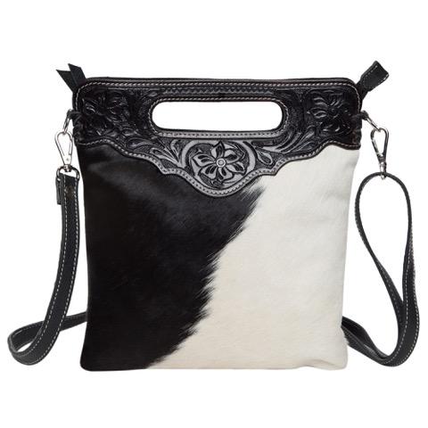 The Design Edge - Cowhide Tooled Cali Sling Bag - Black