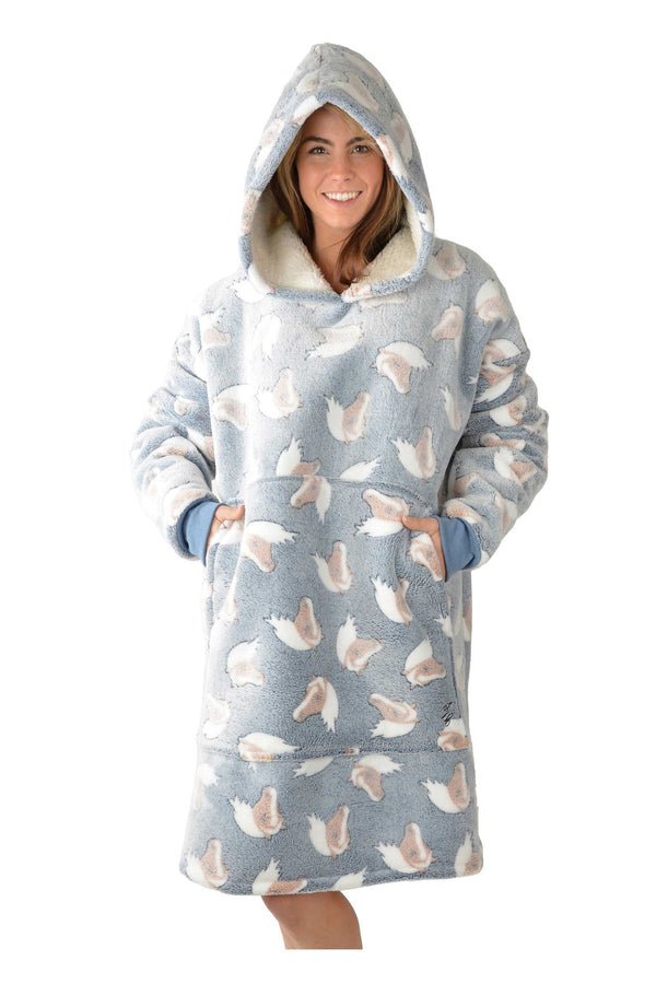 Thomas Cook - Snuggle Hoodie Horse - Adult - Grey/Blue