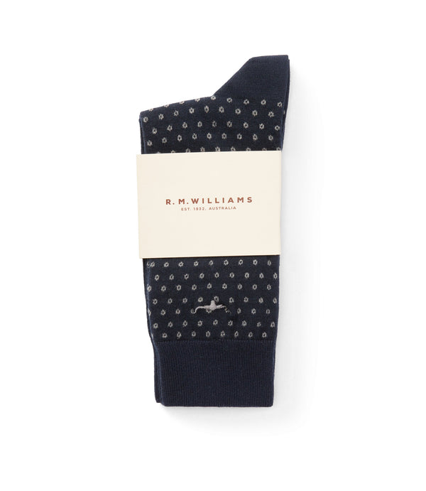 R.M.Williams - Nelson Sock Polka Dot 2Pack - Navy/Grey