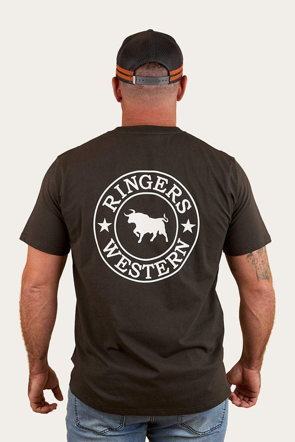 Ringers Western - Mens - Signature Bull Loose Tee - Charcoal/Whit