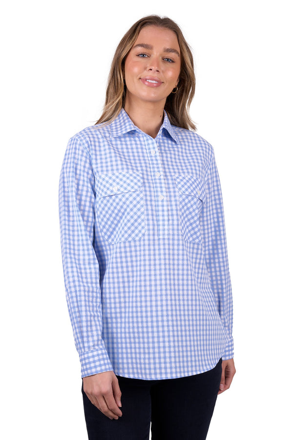 Hard Slog - Rux Half Placket L/S Shirt - Blue