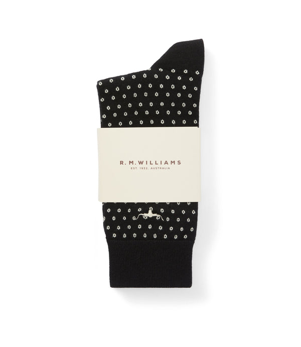R.M.Williams - Nelson Sock Polka Dot 2Pack-Black/Cream