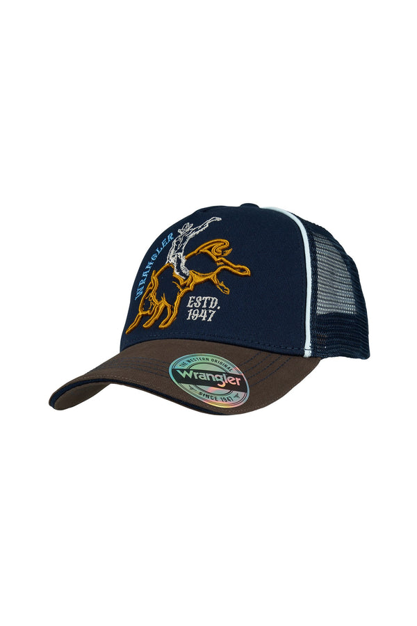 Wrangler - Kids - Robert Trucker Cap ~ Navy/Dark Tan