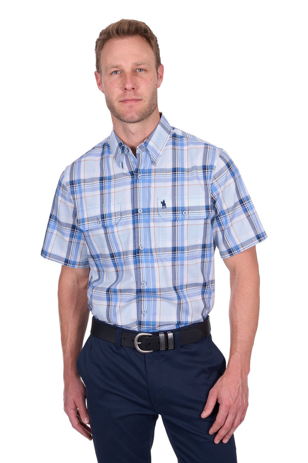 Thomas Cook - Mens - Brian S/Sleeve Shirt - Blue/Tan