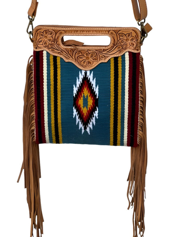 The Design Edge - SaddleBlanket Tooled Sling Bag - Multi