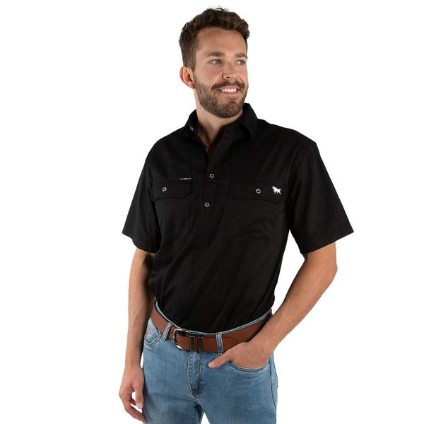 Ringers Western - Pack Saddle Half Button Shirt - Black