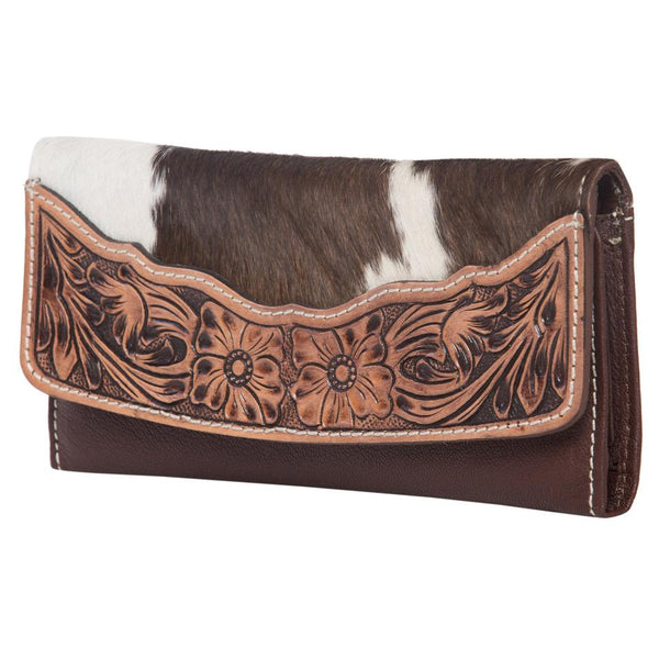 The Design Edge - Cowhide Tooled Oran Flap Wallet - Brown