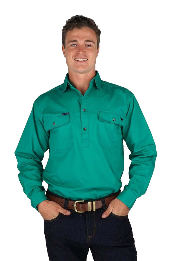 Ringers Western - King River Half Button Shirt - Green