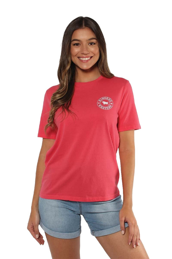 Ringers Western - Signature Bull Loose Tee - Camelia Rose