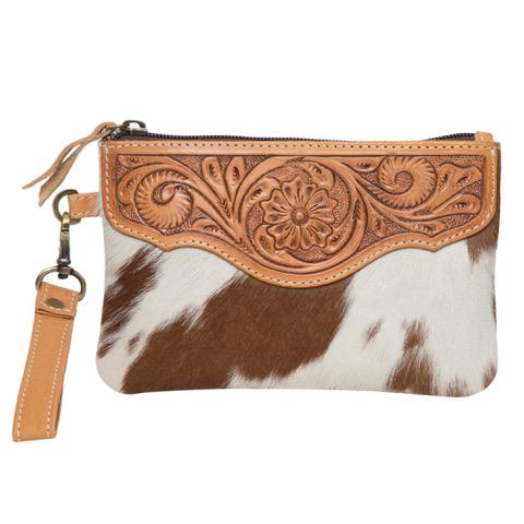 The Design Edge - Cowhide Tooled Para Clutch - Tan