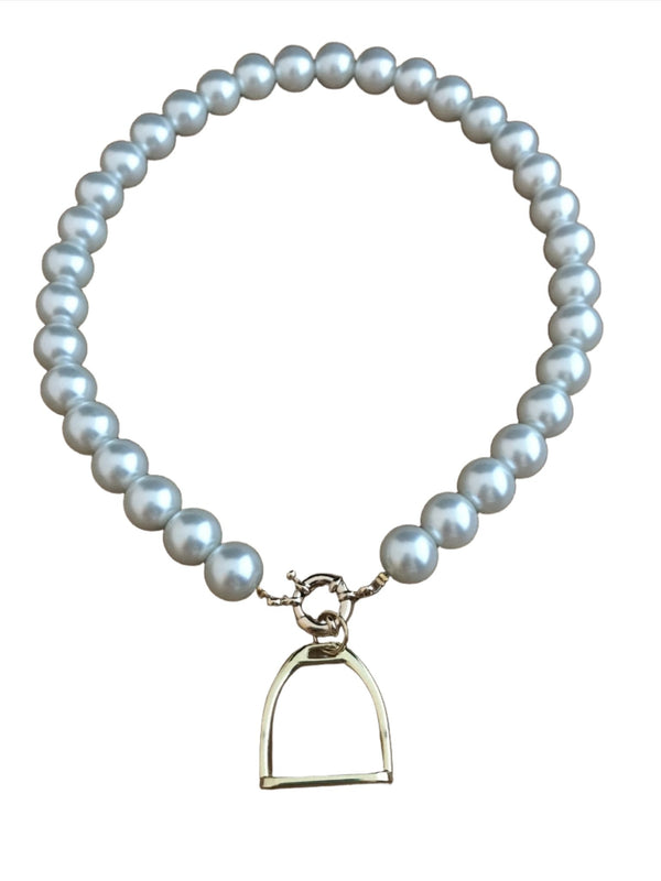 Paisley May - PMB Stirrup & Pearl Necklace - Gold