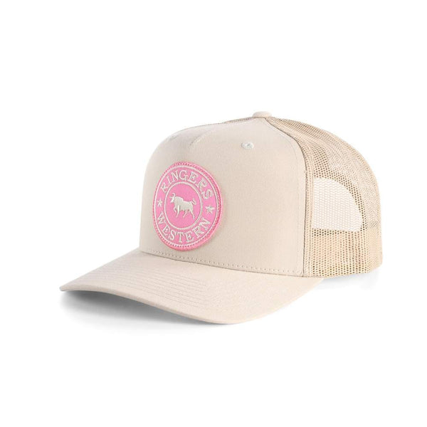 Ringers Western - Cap - Trucker - Bone/PinkPatch