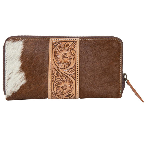 The Design Edge - Cowhide Tooled Salta Zip Wallet - Tan