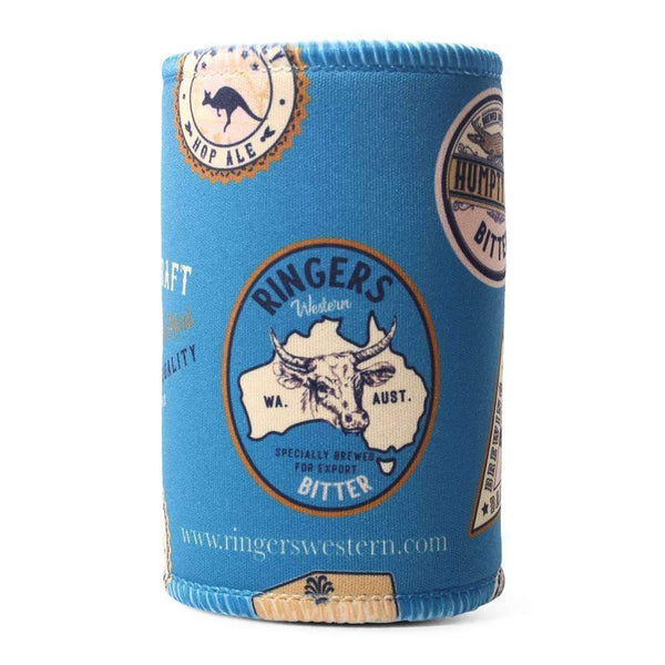 Ringers Western - Beer Badge Print Stubby Cooler - Teal