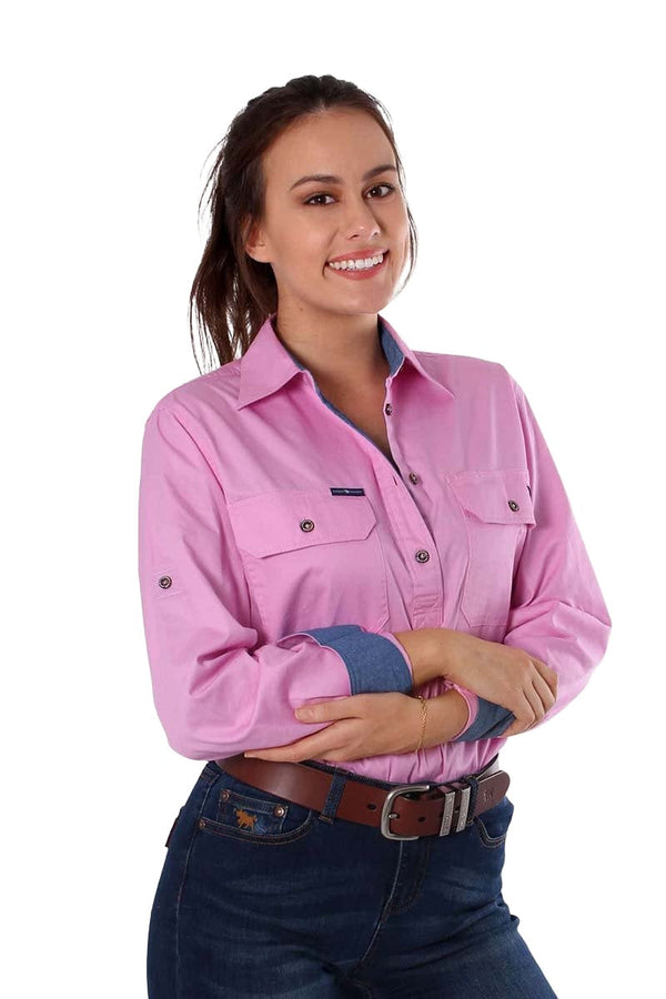 Ringers Western - Pentecost Half Button Shirt - Past Pink