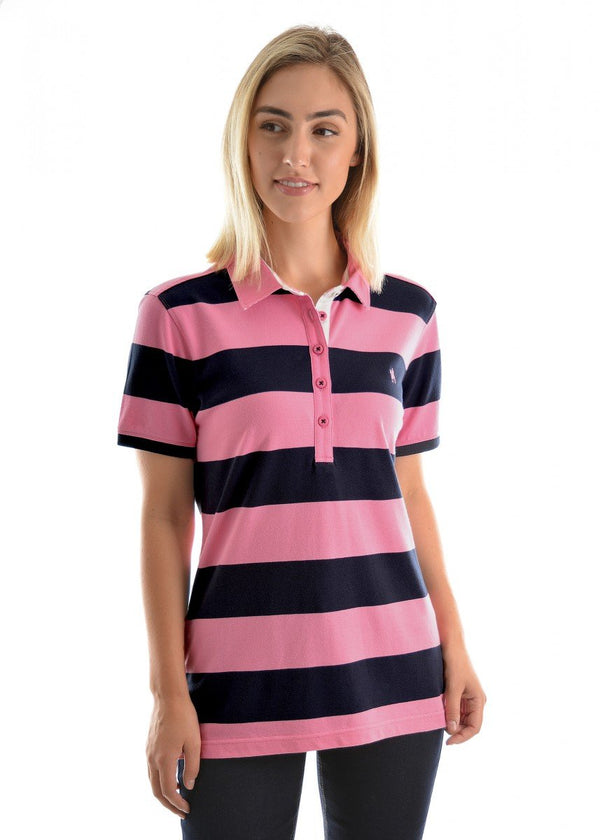 Thomas Cook - Rachel Stripe S/S Polo -SoftPink/DrkNavy