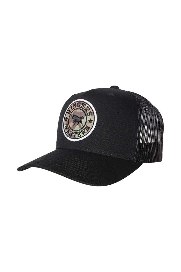 Ringers Western - Cap - Trucker - Black/Camo Patch