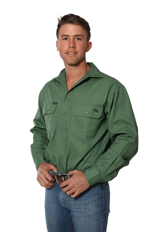 Ringers Western - King River Half Button Shirt - CactusGre