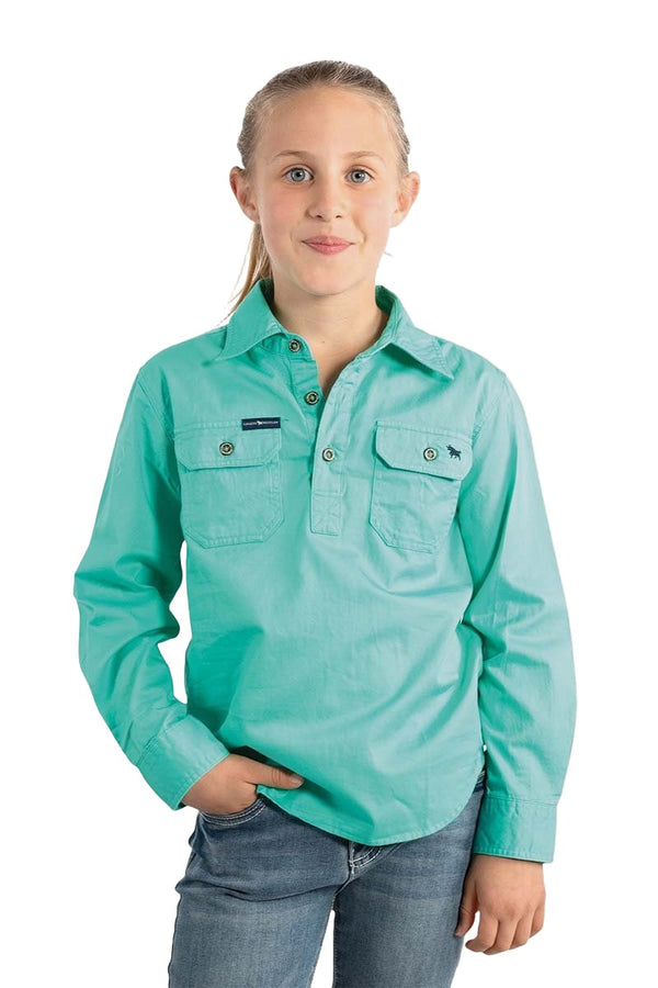 Ringers Western - Kids - Ord River Half Button Shirt ~ Mint