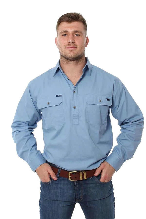 Ringers Western - King River Half Button Shirt - DenimBlue