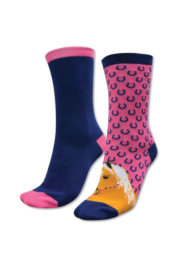 Thomas Cook - Kids - Homestead Sock Kid - Horse ~ Navy/Pink