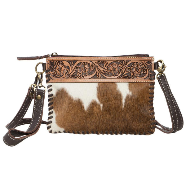 The Design Edge - Cowhide Tooled Volcan Clutch - Brown