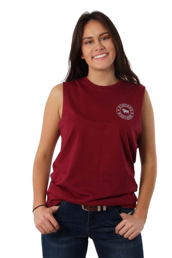 Ringers Western - Signature Bull Muscle Tank - Deep Red