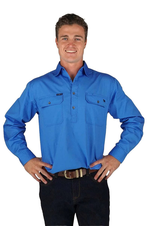 Ringers Western - King River Half Button Shirt - Blue