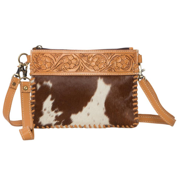 The Design Edge - Cowhide Tooled Volcan Clutch - Tan