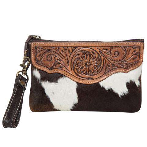 The Design Edge - Cowhide Tooled Para Clutch - Brown